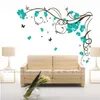 Grote vlinder wijnstok bloem vinyl verwijderbare muurstickers boom muur kunst stickers muurschildering voor woonkamer slaapkamer interieur TX-109 210257S