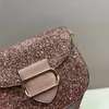 sparkly high quality handbag leather bags shiny saddle bag designer glitter brand flap shoulder bag flashy crossbody bags for woman sparkling luxurys handbags