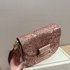 sparkly high quality handbag leather bags shiny saddle bag designer glitter brand flap shoulder bag flashy crossbody bags for woman sparkling luxurys handbags