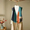 Women's Vests 2024 Sleeveless Vest Waistcoat Knitted Vintage Wild Autumn Winter Women Sweaters Short Tops