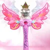 Fée bâton brillant baguette magique jouets d'extérieur pour bébé fille princesse couronne automatique bulle souffleur machine cadeaux anniversaire 240123
