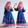 Ethnic Clothing 2024 Muslim 2 Pieces Set Girls Princess Dress Kids Abaya Hijab Islamic Children Prayer Gown Kaftan Ramadan Arabic