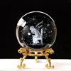 Figurine decorative Sfera di cristallo 3D con supporto Pianeta Inciso al laser Sistema solare Globo Astronomia Regalo Compleanno Sfera di vetro Casa