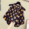 Kvinnors blusar Fashion Loose Chiffon Hollow Out Polka Dot Blue Clothing 2024 Spring Oversimase Casual Pullovers Office Lady Shirt