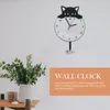 Wall Clocks Home Decor Clock Acrylic Kitten Ornament Children's Room Decorative Mute For