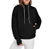 Felpe con cappuccio da donna Felpa corta ampia da donna con mezza zip Felpa pullover a maniche lunghe a quarti tinta unita con foro per il pollice