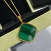 Ожерелье Van Clover Cleef Four Leaf Clover Ожерелья дизайнерское Ожерелье с подвеской большого размера Цепочка для свитера женская золотая, черная, белая, зеленая, из натуральной агатовой ракушки, бирюзовая