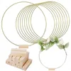 Décoration de fête 10pcs 12 pouces rond en métal cerceau pièce maîtresse avec support en bois accessoires décoratifs pour l'artisanat bricolage fournitures de décoration d'événement de mariage