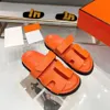 Designer Slippers Leather Sandal Same Style For Women'S Slides Summer Outwear Leisure Vacation Slides Beach Slippers Best Quality Spring Flat Genuine Shoes 35-45