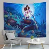 Tapisserier sjöjungfru Tapestry Mythical Sea Creature Underwater World Wall Hanging Art vardagsrum sovrum sovsal