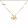 Collana Van Clover Cleef Collana con quadrifoglio e collane Collana Van Designer di lusso Moda Donna Oro rosa 18 carati Collana con trifoglio petalo pieno di diamanti Dia singola