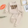 Kledingsets 2024-09-21 Lioraitiin 0-3Y Peuter Baby Boy Game Day-kledingset Sweatshirt met lange mouwen Pullover Tops Joggers Broek Outfit