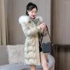 Women's Trench Coats 2024 Winter Jacket Parkas Women Coat Fur Collar Hooded Overcoat Female Thick Warm Cotton Padded Puffer Parka Outwear