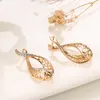 Kolczyki Dangle Syoujyo Fashion Bohemian 585 Gold Kolor Women's Trendy Natural Zircon Micro wosk inlay pusta drop vintage