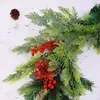 Decorative Flowers 1/10Pcs Artificial Pine Branches Christmas Ornaments Fake Plant Leaves DIY Garland Faux Cedar Twig Stems Green Decoration