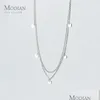 Pendant Necklaces Necklaces Modian Classic Genuine Sterling Sier Double Layer Sequins Pendant Necklace For Women Adjustable Fine Jewel Dhxip