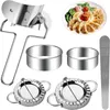 Herramientas para hornear 5 unids/set molde para bola de masa hervida de acero inoxidable chino Shuijiao Maker Empanadas herramienta de prensado de masa de Metal accesorios de cocina para pastelería