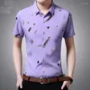 Camisas casuales para hombres Tendencia Impresión de un solo pecho Moda Manga corta Bolsillos de negocios masculinos Camisa de lujo multicolor Tops 2024 Camiseta delgada