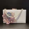 Nieuwe Bloem Diner Tas Parel Bloem Wit PU Platte Doos Banket Handheld Damestas Clutch Bag 240203