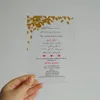 custom colorful printing acrylic card wedding invitation card Transparent gold leaves1227h