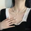 Chains Neck Chain Comfortable To Wear Cute Crystal Necklaces Love Pendant Easy Concave Shape Female Alloy Jewelry And Accessories