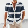 Herr t -skjortor 2024 sommarlApel Kort ärm Mens Flanell Long Blus Top Men Shirt för