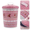 Storage Bottles Mini Table Garbage Bins Tinplate Bucket Metal Container With Lid Candy Jar