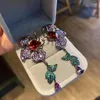 Baumelnde Ohrringe Bilincolor Trendy Lila Blume Lange Tropfenohrring Für Frauen Hochzeit Braut