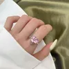 gioielli di lusso Anello con diamante rosa firmato per donna in argento sterling 925 Anello per unghie con fascia a cuore con zirconi di alta qualità CZ 8A pera rotonda amore matrimonio fidanzamento