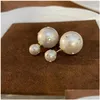 Stud Earrings Classic Double Side Simated Crystal Pearl For Women Gift Luxury Designerjewelry Drop Delivery Jewelry Ot5Dm