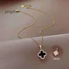 Collana Van Clover Cleef Four Leaf Clover Neckalces ciondolo quadrifoglio di design s925 argento sterling quadrifoglio fortunato da donna bianco e nero diamante reversibile g