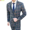 Mäns kostymer Blazers byxor Vest Set 3 stycken Set/2024 Business Casual mode tre stycke pläddräkt jacka kappa byxor väst 5xl