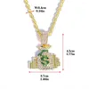 Pendentif Colliers Hip Hop Argent Sac avec Dollar Logo Luxe Glacé Collier Bijoux Pour Hommes Femmes Cadeau