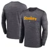 Pittsburgh''Steelers''Men Heather Grey Sideline Team Velocity Camiseta de manga comprida