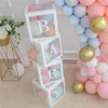 Boîte d'emballage transparente 4 pièces, boîte à ballons de mariage, décor de fête d'anniversaire, ballon Macaron en Latex pour enfants, réception-cadeau pour bébé 273z