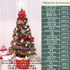 Juldekorationer 150 cm 127 st/set artificiell träddekoration set semesterdekor ljus sträng vikbar