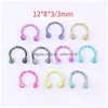 Nose Rings & Studs Nose Rings Studs Fashion Mixd Color 8Mm Stainless Steel Lip Nail Body Clip Hoop Women Septum Piercing Jewelry Part Dheyw