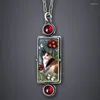 Pendentif Colliers Mignon Calico Chat Collier avec Deux Grenat Rouge Fille Anniversaire Bijoux Accessoires Cadeau