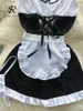 Work Dresses SINGREINY 2024 Maid Uniform Sexy Nightsuits Hollow Out Backless Ruffles Lace Up Bow Mini Dress Thongs Cosplay Erotic Porn Suits