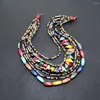 Chains Party Necklace Vintage Multilayer Beads Dress Up Fashion Item Ethnic Tassel Wood Beaded Bib Holiday Jewelry