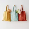 Casual Linen Cotton Women Canvas Bag Harajuku Fashion Solid Color One Shoul Shopping Handväska Girls Tote Travel Bag 240127