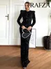 Casual Jurken TRAFZA Vrouw Elegante Chic Pailletten Sexy Backless Lange Mouwen Vrouwen Achter Jurk Formele Prom Bruiloft Jurken