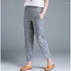 Pantaloni da donna 2024 arrivo estate donna cotone lino corea moda vita alta sottile pantaloni a righe Harem casual