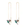 Studörhängen 2024 Fashion Long Hanging Bird for Women Elegant Crystal Girl Drop Tassel Earring Ladies smycken Tillbehör