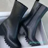 Bottes de pluie Betty pour femme - Bottines antidérapantes à fond épais - Bottes à plateforme hautes en caoutchouc - Chaussures Welly imperméables noires - Chaussures de pluie d'extérieur