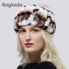 Stirnband Frauen natürliches Rex-Kaninchenfell Haarbänder Winter warme gestrickte Kopfbedeckung 240127
