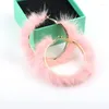 Boucles d'oreilles créoles Hip Hop Punk pour femmes, en fourrure poilue, surdimensionnées, bijoux Sexy, boucle ronde, grand cercle, 2024