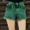 Kobiety szorty 2024 Summer Y2K Denim Casual Green Personalized Harlan Short Pants Modna moda