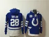 Indianapolis''Colts''Men #28 Jonathan Taylor 12 Andrew Luck 96 Henry Anderson Custom Blauw/Wit Tijdloze Must-Have Lace-Up Pullover Hoodie