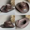 Kunstleer Western Cowboyhoed voor Dames Heren Outdoor Zonwering Vintage Gentleman Jurk Panama Cowgirl Jazz Cap 240130